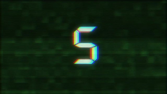 colorful glitch countdown from 10 to 1 interference green background numbers animation new dynamic holiday joyful techno video footage