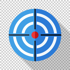 Target icon in flat style with a long shadow on transparent background