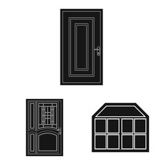 Vector design of door and front logo. Set of door and wooden vector icon for stock.