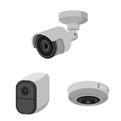 Vector illustration of cctv and camera sign. Set of cctv and system vector icon for stock.