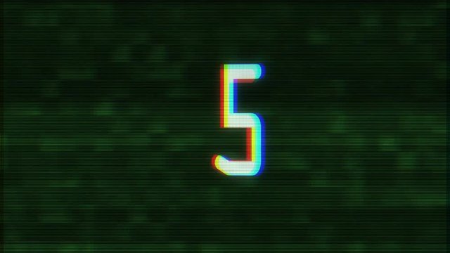 colorful glitch countdown from 10 to 1 interference green background numbers animation new dynamic holiday joyful techno video footage