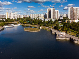 Fototapeta premium artificial pond in Zelenograd in Moscow, Russia