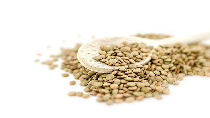 Lentils on white background