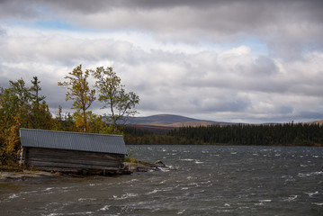 Boat house in the mountains