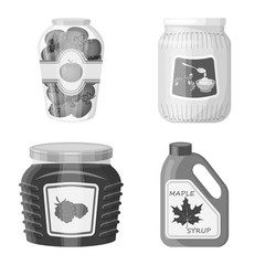 Vector design of can and food symbol. Set of can and package stock symbol for web.
