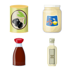 Isolated object of can and food sign. Collection of can and package stock vector illustration.