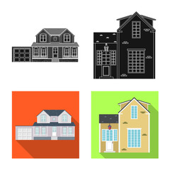 Isolated object of building and front logo. Collection of building and roof stock symbol for web.
