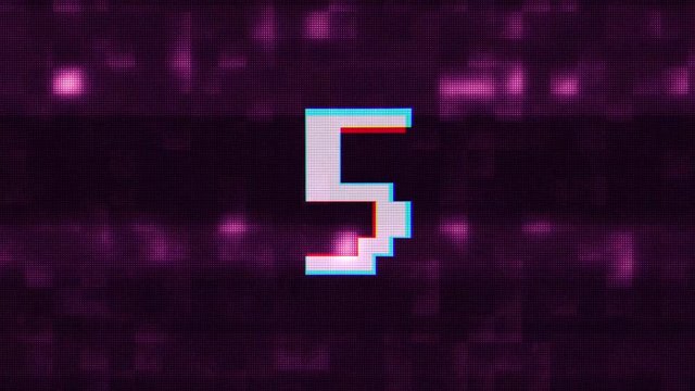 colorful glitch countdown from 10 to 1 interference purple noise background numbers animation new dynamic holiday joyful techno video footage