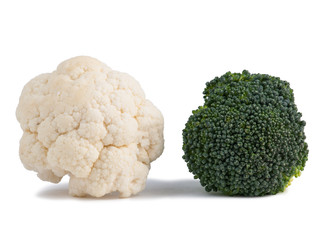 Fresh Broccoli and Cauliflower isolated on white