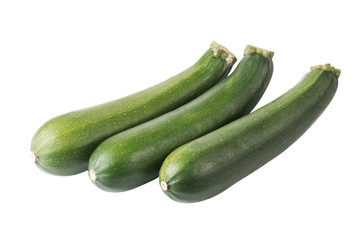 Group of green zucchini isolated on white background