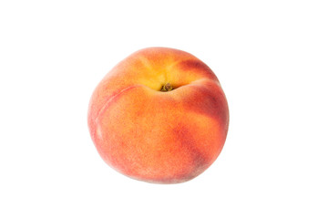 Peach fruit isolated on white background angle view