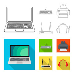 Fototapeta premium Isolated object of laptop and device logo. Collection of laptop and server stock symbol for web.