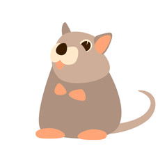 mouse cartoon  vector illustration flat style front 