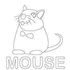mouse cartoon  vector illustration coloring book  front