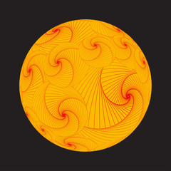 stylized ball of fire with convection vortex in orange shades