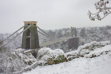 Suspension Bridge in Snow