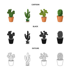 Vector illustration of cactus and pot logo. Set of cactus and cacti stock vector illustration.