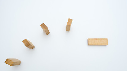 wooden block on white background copy space