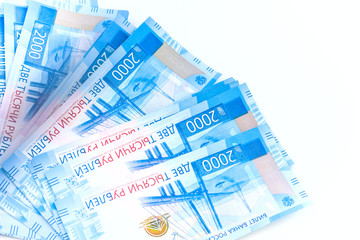 Obraz na płótnie Canvas new russian money on white background