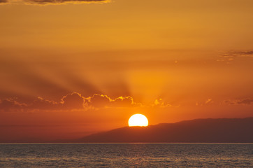 sunset on the Issyk-Kul lake