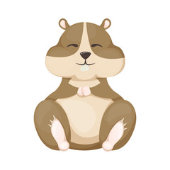 Hamster cartoon cute pet character rodent vector illustration.