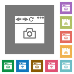 Capture browser screen square flat icons