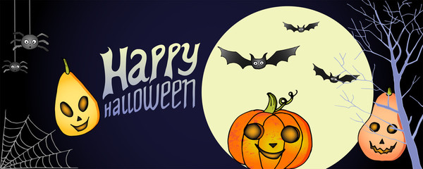 Vector illustration horizontal Banner of Happy Halloween