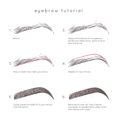 Fotobehang Eyebrow Tutorial. How to make up eyebrow © likorbut