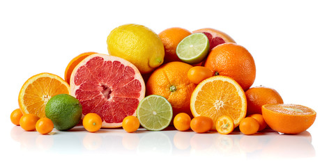 Fototapeta na wymiar Isolated citrus fruits on white background.