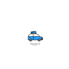 Vector blue hand drawn car illustration on white background 