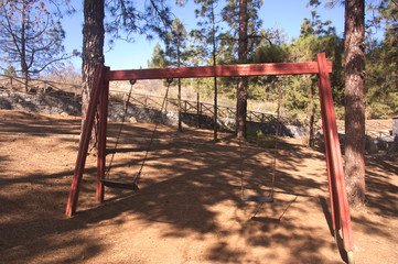 General plan of two swings in the middle of nature