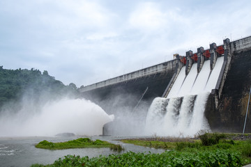 Big Concrete Dam Drainage Much Water made a Big Flood