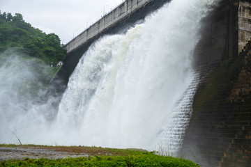 Big Concrete Dam Drainage Much Water made a Big Flood