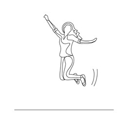Fototapeta na wymiar sketch, lines girl jumping
