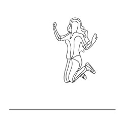 Fototapeta na wymiar isolated, sketch, lines girl jumping