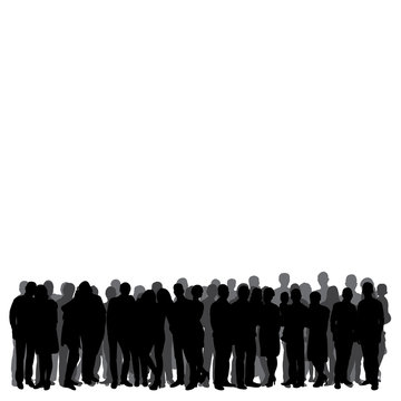 isolated, silhouette of a crowd, group of people