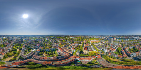 360° VR Luftbild Blick über Ludwigshafen und Mannheim