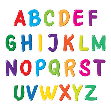 Colorful font for kids. Cartoon style typeface. Vector illustration of an alphabet letters.