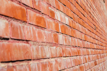 Brickwork, old wall of red brick. Building, old house