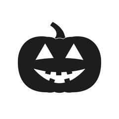 Halloween pumpkin icon with smile face. Vector illustration.