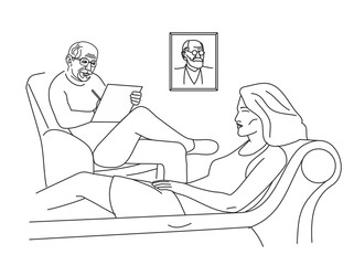 Woman talking to man psychologist