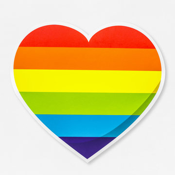 LGBT heart shaped rainbow icon isolated