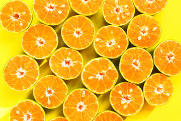 fruit tangerine cutting segments orange background texture