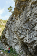 Couple of rock climbers on a wall