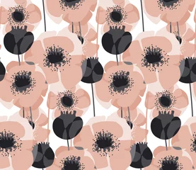 Wall murals Poppies Pastel pink poppy floral seamless pattern