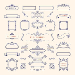 Collection of vintage ornament frame illustration