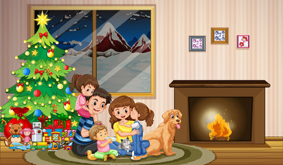 Obraz na płótnie Canvas A family celebrating christmas