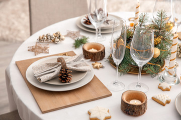 Beautiful table setting for Christmas dinner