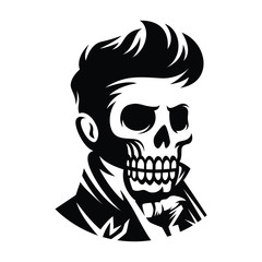 illustration victorian skull face haircut illustration