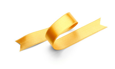 Golden ribbon on white background